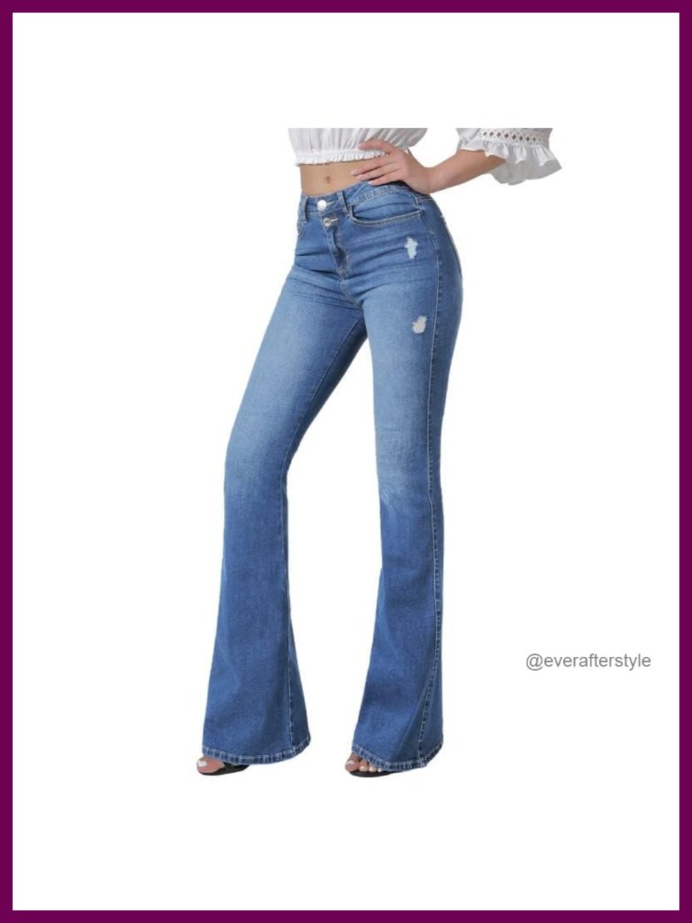 Women's Flare Bell Bottom Jeans High Waisted Wide Leg Bootcut Stretch Denim